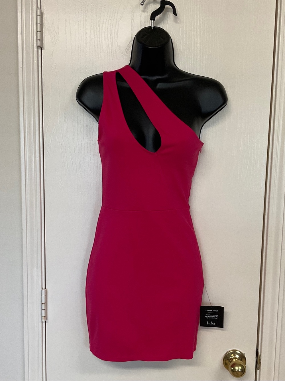 Lulu's Fuchsia One-Shoulder Cutout Bodycon Mini Dress
